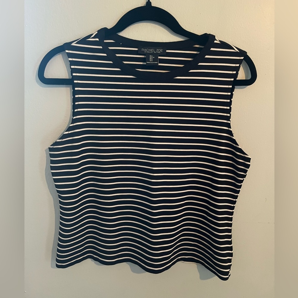 Rachel Zoe Striped Black and White Tank Top